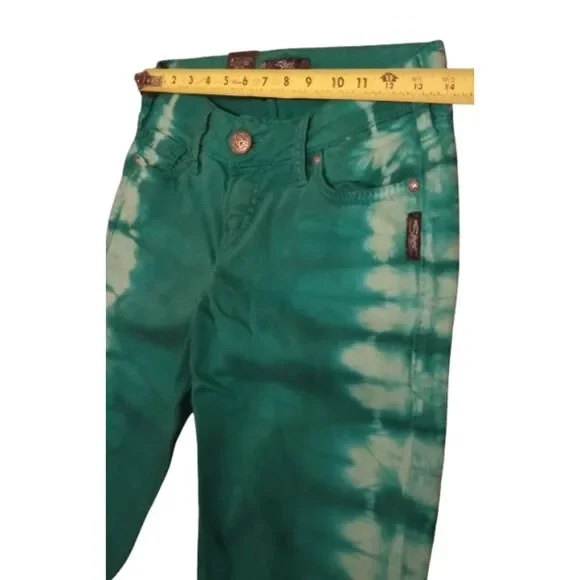 Silver Women's Size W26 / L31 Green Tie-Dye Skinny Camden Jeans -NWT - Picture 5 of 10